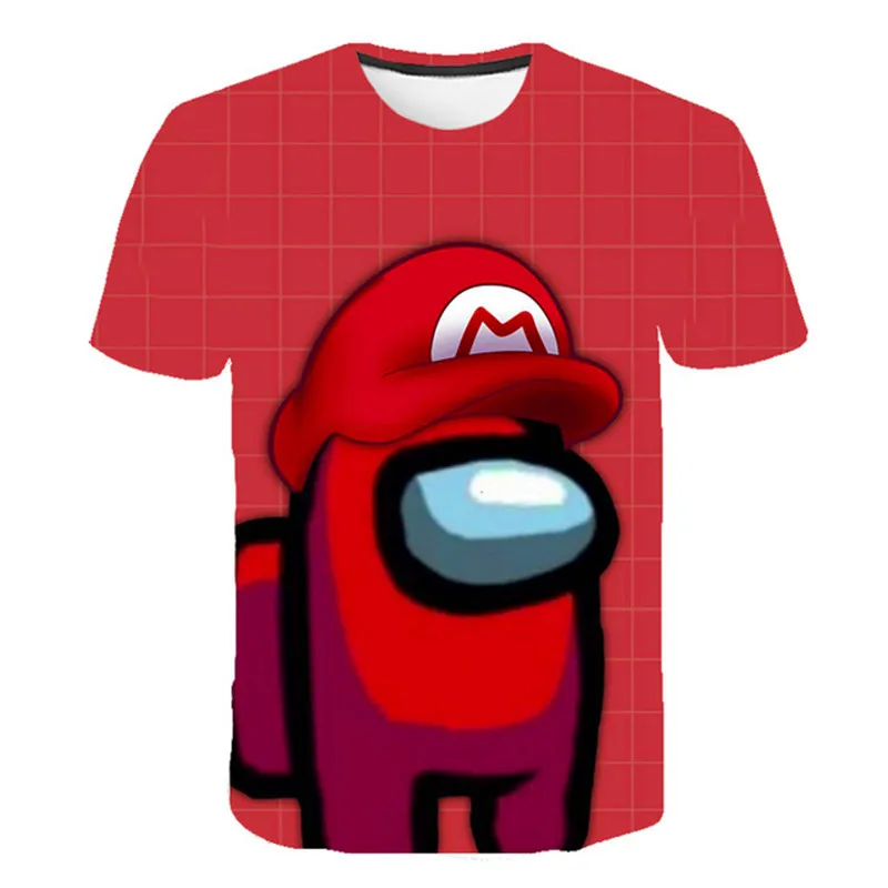 Футболки с мультяшным принтом для мальчиков и девочек детская футболка среди нас