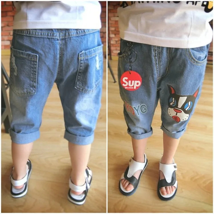 Летние шорты для мальчиков г., новые стильные детские джинсы штаны-капри короткая летняя одежда тонкие шорты в Корейском стиле для маленьких детей