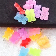100pcs 17*11mm Multicolor Flatback Epoxy Resin Gummy Bear Candy For Necklace Keychain Pendant DIY Making Accessories