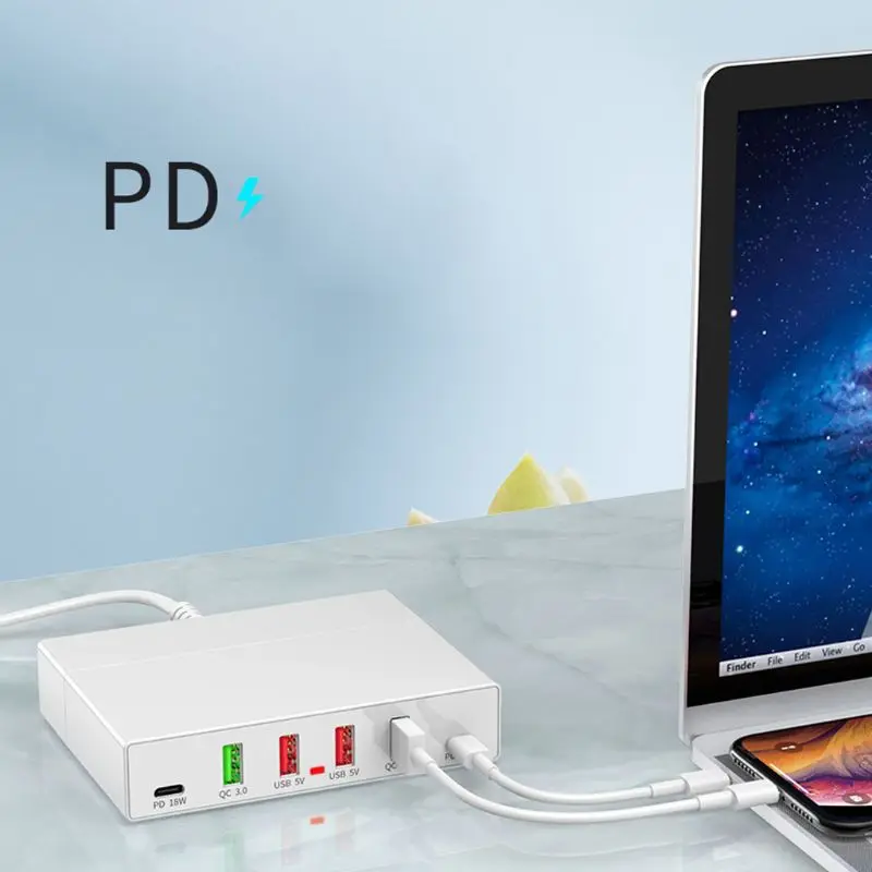 72 Вт QC3.0 Быстрая зарядка 3,0 4x USB Dual USB C type-C PD быстрая зарядная станция концентратор