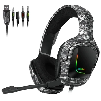

PS4 Gaming Headset Headphones Stereo RGB LED Light PC Gaming Headphones with Microphone for XBox One Deep Bass Computer Headsets