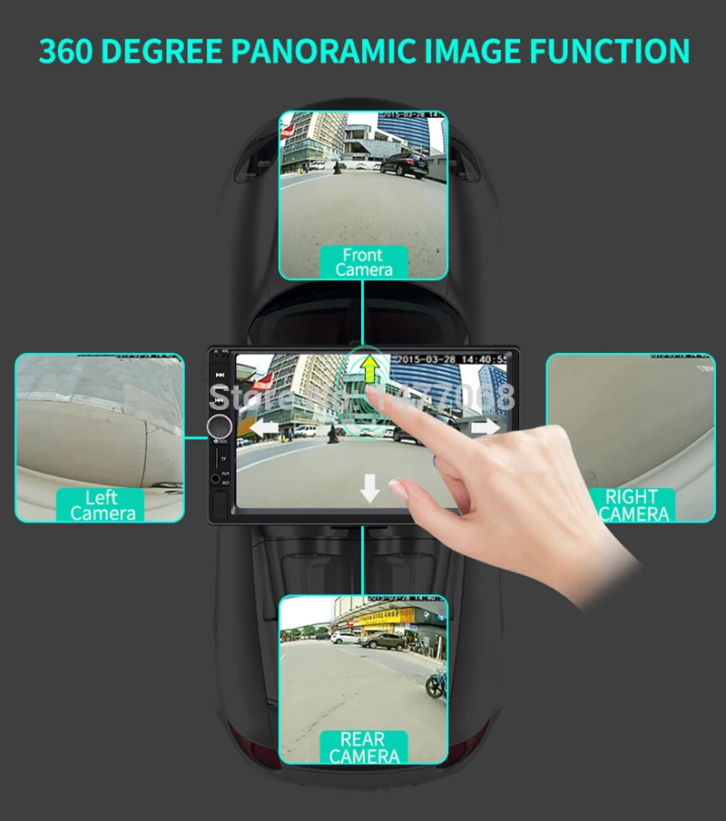 2 Din автомобильное радио Зеркало Ссылка " MP5 плеер Bluetooth громкой связи AM FM USB 360 градусов панорамная камера вход ISO головное устройство PHYEE N5