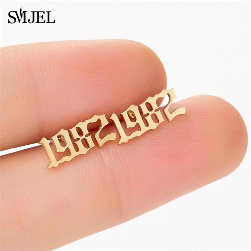 Серьги SMJEL с цифрами на год для мужчин и женщин ювелирные изделия из нержавеющей