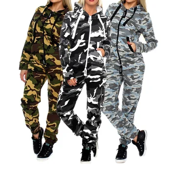 

ZOGAA 2019 New Fashion Camouflage Tracksuit Jogging Suit Hooded Sweatshirt+jogger Pants 2 piece set women hoodies women S-2XL