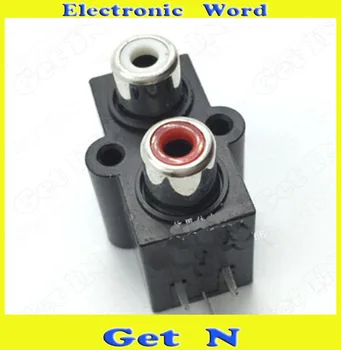 

50pcs/Pack Copper AV Audio Video Connecctors 2x Holes 3Pins full cover RCA Jacks