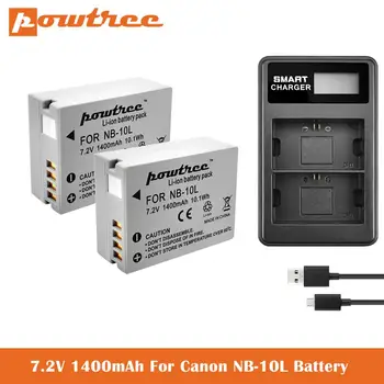 

7.2V 1400mAh NB-10L Battery+Dual USB Charger for Canon CB-2LC PowerShot G1 X G15 G16 SX40 HS, SX50 HS SX60 HS Digital Cameras