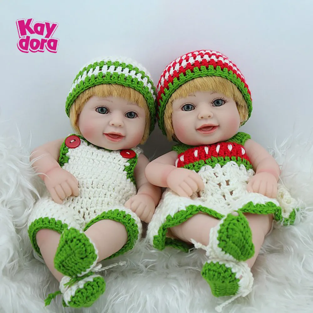 Полностью силиконовые куклы Reborn Boneca, 11 дюймов, 28 см, детские мини-игрушки для ванной, реалистичные куклы для младенцев, Bebe Menina, живой мальчик, подарок на день рождения - Цвет: Twins