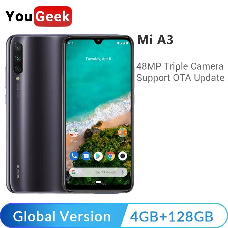 Глобальная версия Xiaomi mi A3 mi A3 4 Гб 128 Гб Смартфон Snapdragon 665 Восьмиядерный 48мп Тройная камера 4030 мАч 6,08" AMOLED экран