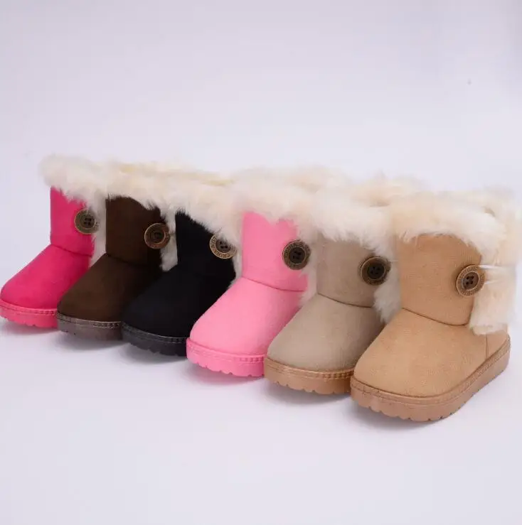 Hot Winter Kids Fashion snow boots Child cotton shoes warm Fur soft bottom baby girls boots winter ski boot