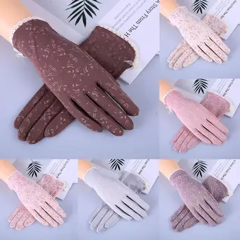 

Women Sunscreen Stretch Gloves Summer Lady Touch Screen Anti Uv Slip Resistant Driving Glove Breathable Floral Outdoor Gloves