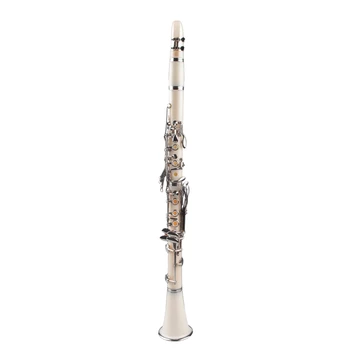 

NAOMI ABS B Display Clarinet with 2 Barrel Protector Bracket Pocketbook Mouthpiece 10 Reed and More, White