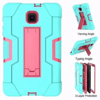 

Shockproof Silicon PC Hybrid Stand Kids Safe Tablet Cover For Samsung Galaxy Tab A 8.0 2018 T387 SM-T387W SM-T387V Case +FilmPen