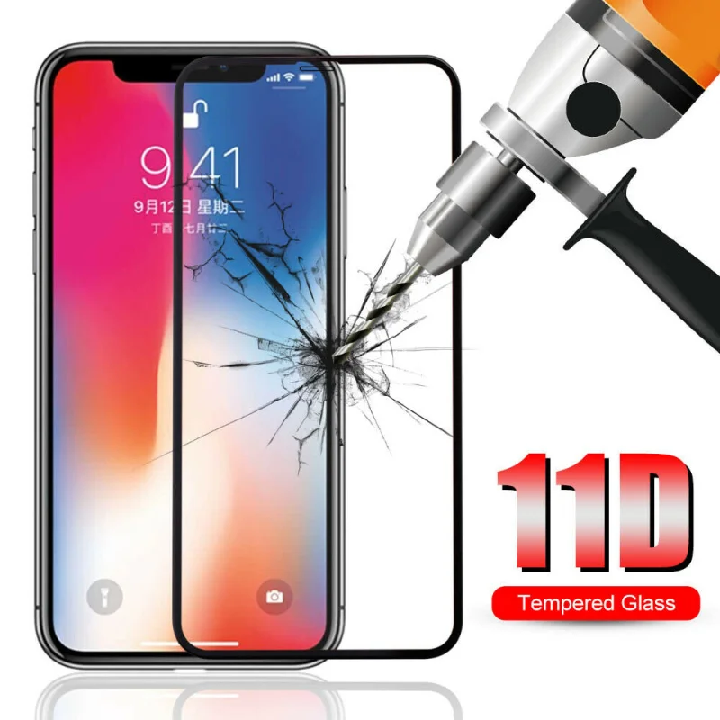 11D изогнутое полное покрытие Защитное стекло для iPhone 7 8 6S Plus закаленное экрана 11 Pro