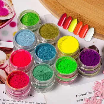 

1Set Mix Color Powder Metallic Nail Glitter Holographics Chrome Dust Sparkling Flakes Pigment Manicur Nail Art Decor