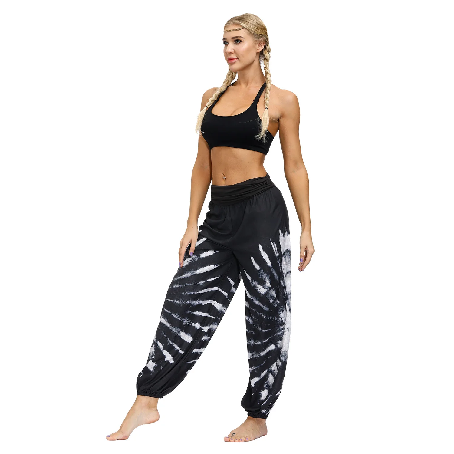 Casual pants women's summer elephant digital printing plus size women's elastic waist bloomers gym clothes yoga pants women