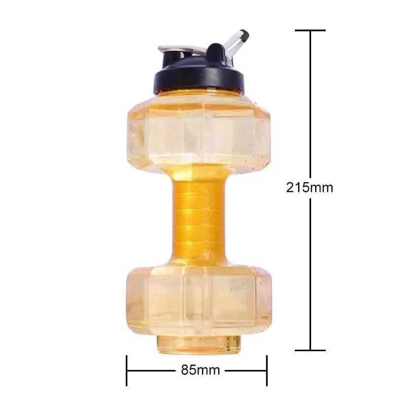 2.2L спортивные бутылки с водой 5 цветов Герметичный портативный Небьющийся Спорт на открытом воздухе PP бутылка шейкер BPA фитнес-гантель унисекс - Цвет: Цвет: желтый