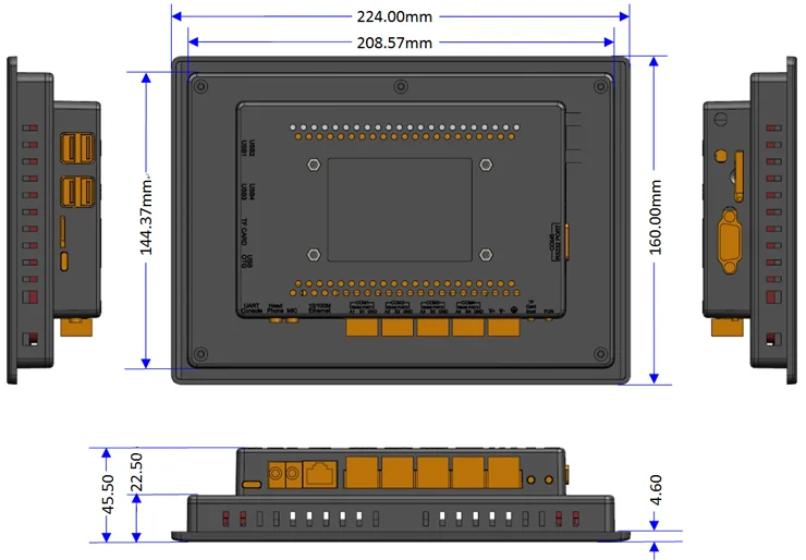 GT6606 7'' Industrial Touch All-in-one Machine Industrial Tablet Human-machine Interface Serial Screen ARM Multi-core Processor