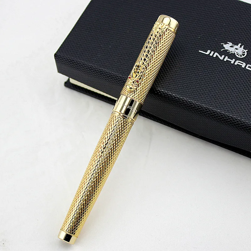 Jinhao1200 Dragon Clip 0,7 мм Ручка-роллер, средняя точка, черные чернила, серебро, золото, черный металл, подарочные шариковые ручки, офисные принадлежности