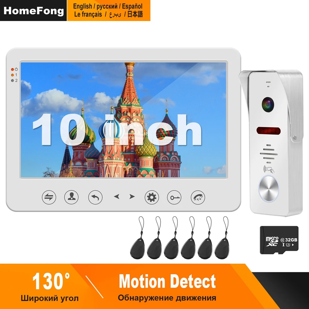HomeFong Video Intercom Wired 10 inch Intercom System for Home 130 Degree Video Doorbell 1200TVL Support Motion Detection Record