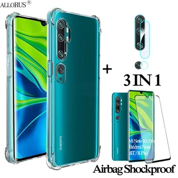 

1-3kits Glass + 360 Full Cover Case for Xiaomi mi-note-10 Airbag case 8T mi10 note Clear TPU Back Case redmi note8 pro mi note10