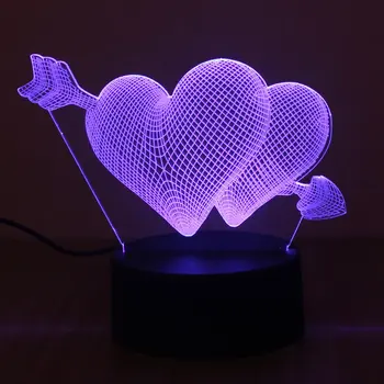 

ICOCO Love Heart Touch Table Lamp 7 Colors Changing Desk Lamp 3D Lamp LED Night Light Stereoscopic Illumination