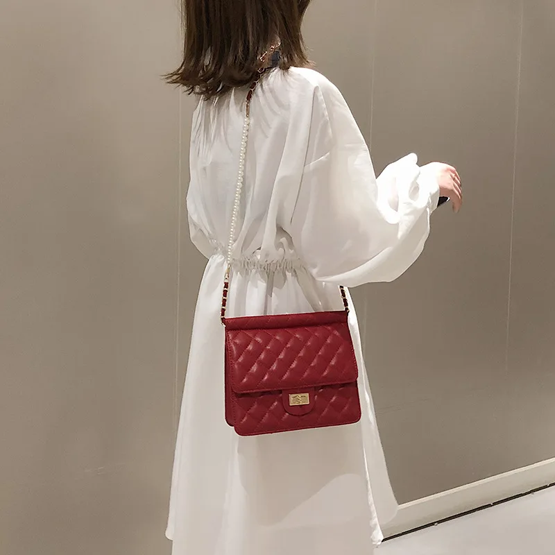 

Casual Bag Women's Versatile Summer 2019 New Style Crossbody Bag Textured (Large Small) Chain Small Square