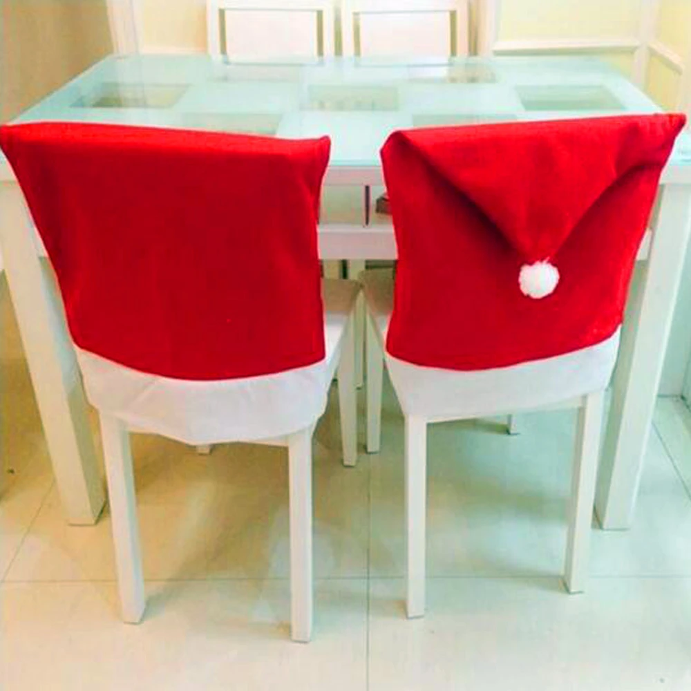 4 шт., рождественские чехлы на стулья, украшения для дома, рождественские шапки Санта-Клауса, чехлы на стулья, вечерние, новогодние принадлежности