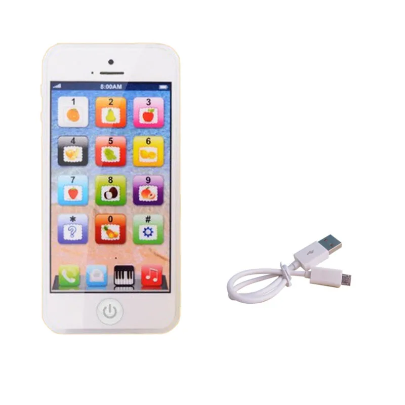 טלפון סימולציה לילדים צעצועים מוזיקליים לתינוקות למידה מוקדמת באנגלית עם תאורה וצליל, צעצוע קולי נייד