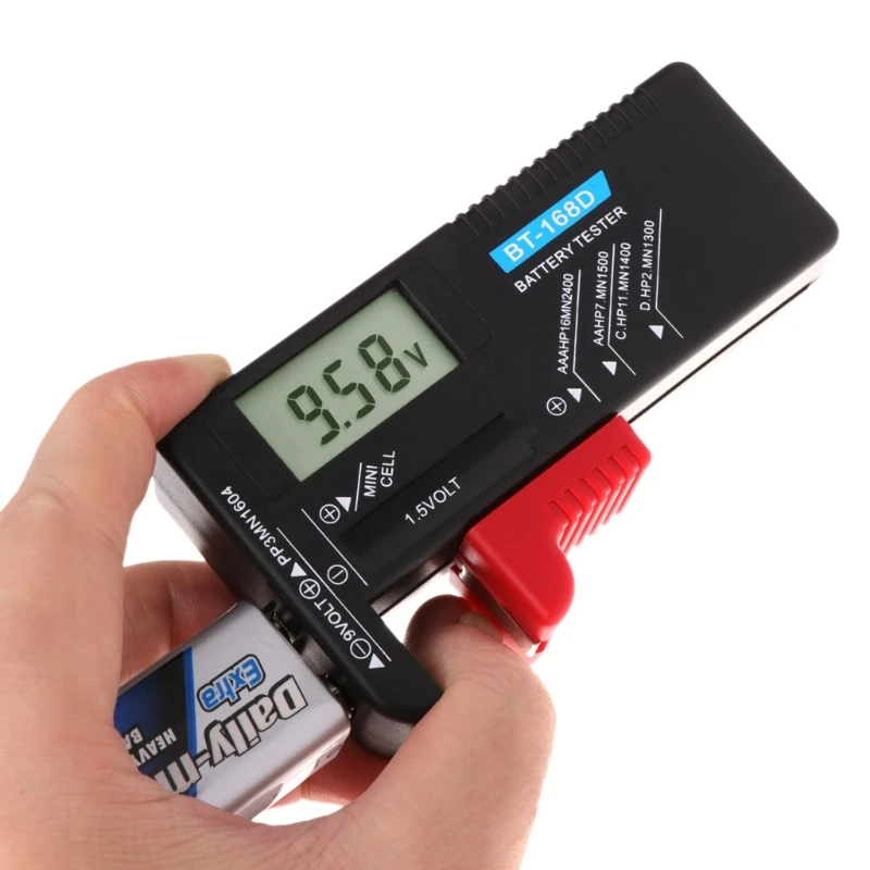 

BT168D Digital Battery Capacity Tester LCD for 9V 1.5V AA AAA Cell C D Batteries L4MF