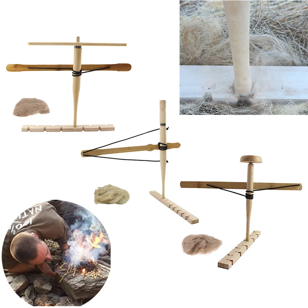 Outdoor Primitive  Wood Bow Drill Survival Friction