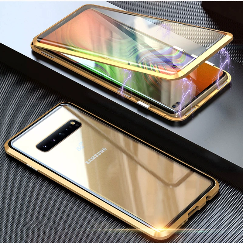 

360 Magnetic Adsorption Metal Phone Case For Samsung Galaxy S8 Case S9 S10 Plus Note 10 8 9 M20 30 A10 A50 Tempered Glass Cover
