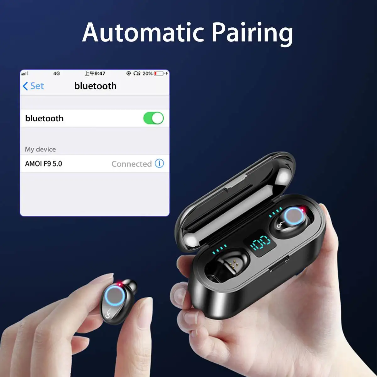 LED Display TWS Wireless Earphone bluetooth 5 0 Sport Waterproof 8D Stereo Earbuds With 1200mAh 2000mAh Power Bank Phone Holder