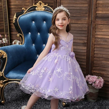 

birthday party dress for girls Children's clothing new Summer girls embroidered star princess dress 3 to 12 years old