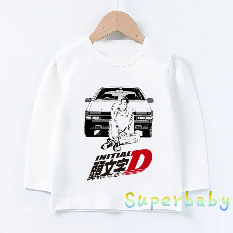 Детская футболка с принтом японского аниме AE86, начальная D Drift, Забавные топы с рисунками для маленьких мальчиков и девочек, Детская футболка с длинными рукавами, LKP2419