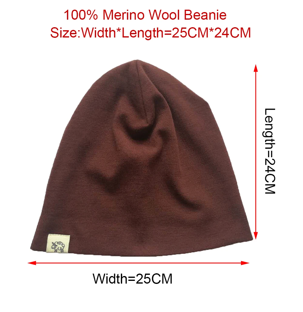 Unisex 100% Merino Wool Cuff 2 Layer Beanie Hat Merino Wool Ridge Beanie Cap Wool Cap Knitted Warm Hiking Skiing Hats