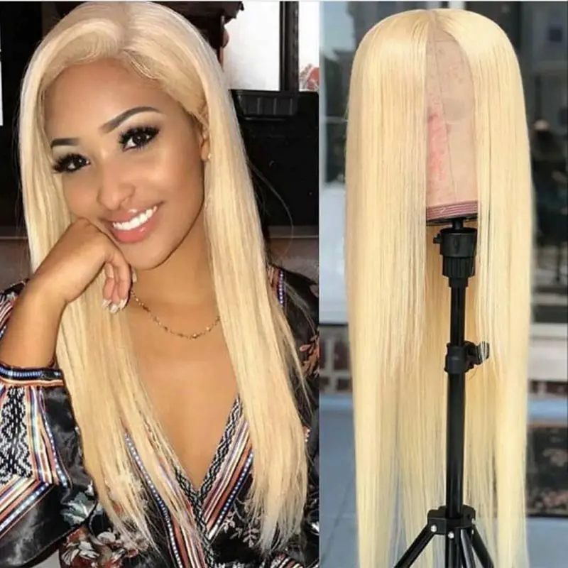

Transparent 613 Blonde Full Lace Human Hair Wigs Pre Plucked Hairline With Baby Hair Malaysian Straight Remy Hair 180%density