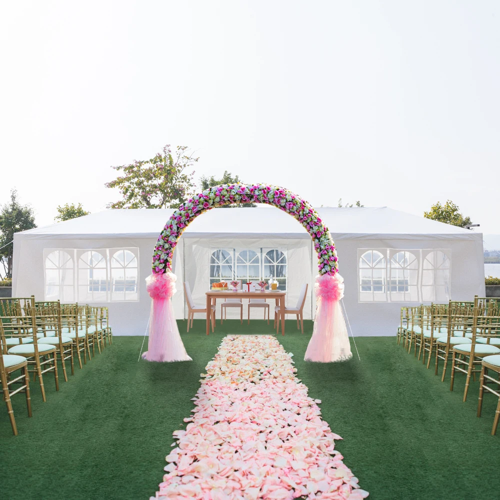 

3 x 9m Seven Sides Portable Waterproof Home Use Tent Outdoor Sunscreen Tent with Spiral Tubes for Family Gathering Wedding Party