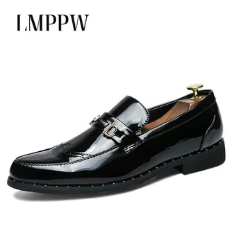 

2020 Autumn Men Dress Wedding Shoes Patent Leather Men Oxford Shoes Fashion Slip on Men Loafers Soft Moccasins 2A