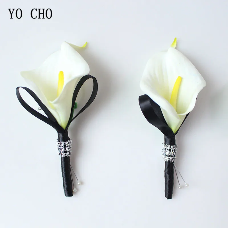 white black wedding boutonniere  (14)
