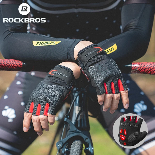 US $6.04 ROCKBROS Cycling Gloves Half Finger Shockproof Wear Resistant Breathable MTB Road Bicycle Gloves Me