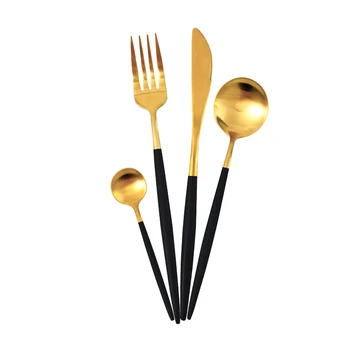 

Dinnerware Set Gold Dinnerware Set 304 Kitchen Forks Knives Spoons Stainless Steel Dinnerware Set DropShip