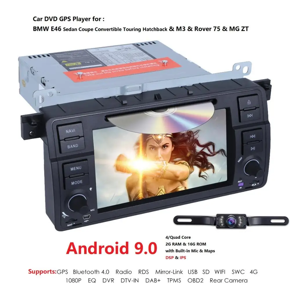 Top HIZPO 4 Core Android 9.0 Car DVD Radio For bmw series 3 e46 2000-2006 Rover 75 1999-2005 MG ZT Touch screen GPS DVR Free camera 2