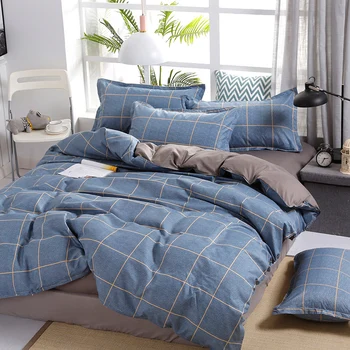 

new bedding sets grey stripe duvet cover flat sheet pillowcase 3/ 4pcs bed linens White bedding set dog bear bed cover set