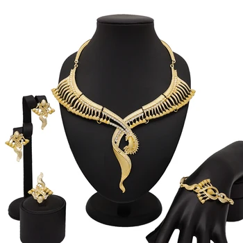 

Mirafeel New Indian Jewelry Sets Multicolor Bridal Wedding Big Crystal Dubai Gold Jewelry Sets for Women Necklace Earrings