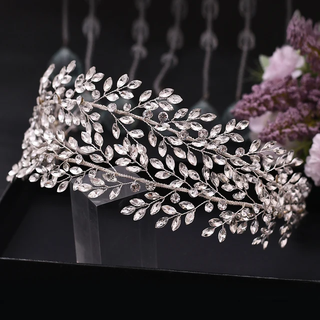 Silver Gold Flower Bride Headwear Women Headband Wedding Hair Jewelry Rhinestone Bridal Hair Ornament Bridal Hair Clip for Bride H308-S