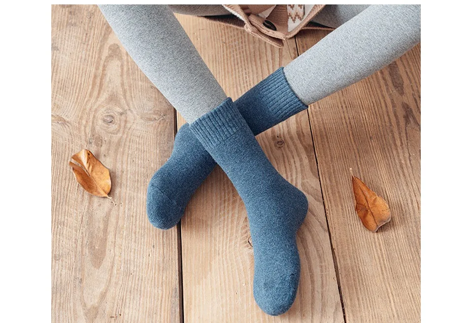 Woman Girl Terry Socks Thick Organic Cotton Solid Winter Harajuku Anti-Bacterial,Breathable,Warm Knit Thermal Short Socks Brand cute socks for women