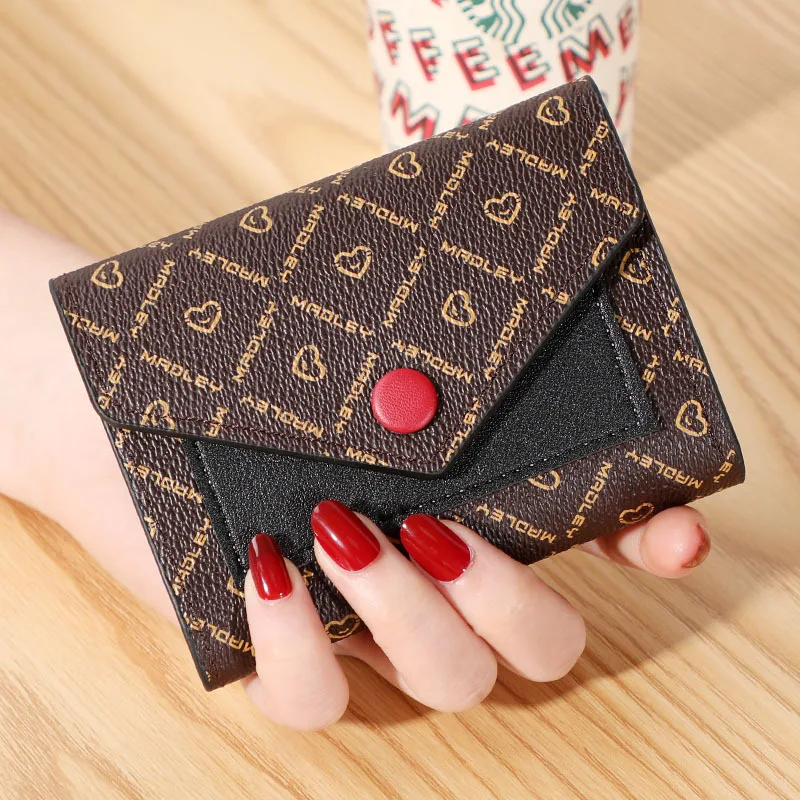 Cartera con para mujer, bolso para negocios, monedero plegable, tarjetero, novedad de -