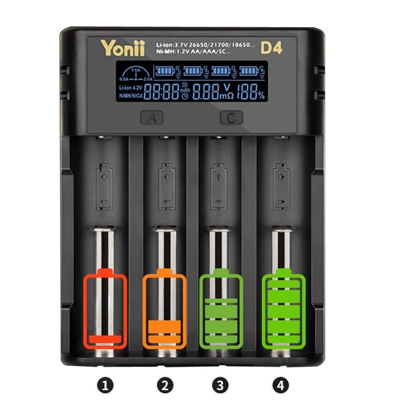 Chargeur de batterie intelligent 18650, pour li ion 1.2V 3.6 3.7V 18650 18700 26650 AA AAA