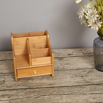 

Multifunctional Storage Box Bamboo Desktop Remote Controller Drawer Coffee Cosmetics Stationery Table Rack For Living Room
