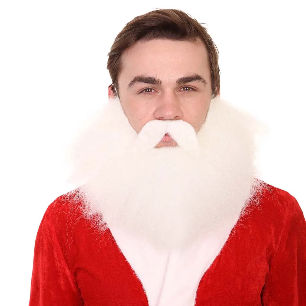 

HPO White Costumes Makeup Party Merry Christmas Xmas Party Deluxe Santa Claus Cosplay Fancy Holidays Beard Moustache